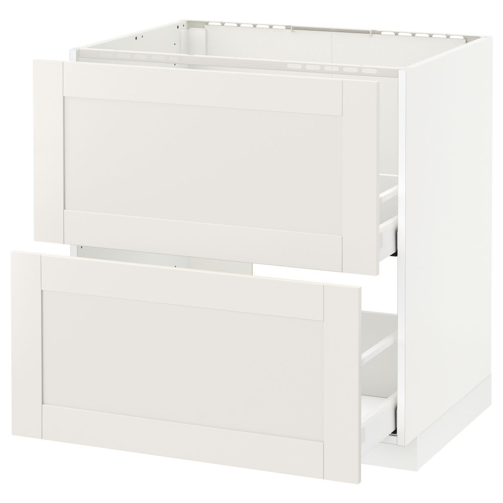 Напольный шкаф под мойку + 2 фронтальных панели, 2 ящика МЕТОД / МАКСИМЕРА, белый, Сэведаль белый - схема-чертеж с размерами