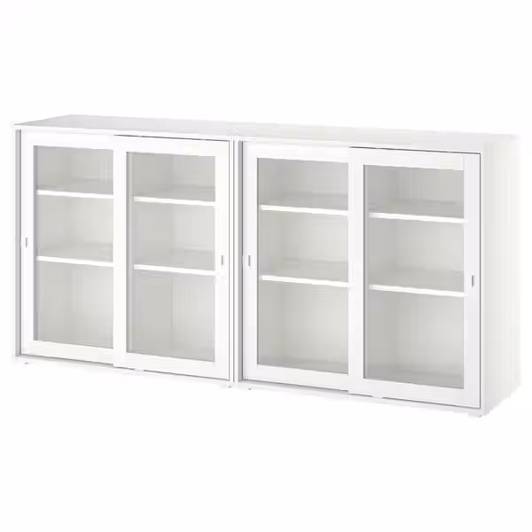 VIHALS Комбинация д/хранения+стекл дверц - белый/прозрачное стекло 190x37x90 см - фото 1