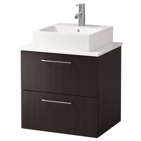 Шк п-раковину/столешн45x45/раковина ГОДМОРГОН/АЛДЕРН / ТОРНВИКЕН, черно-коричневый, белый (62x49x72 см)