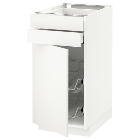 Напольный шкаф, дверца, 2 ящика, проволочных корзин МЕТОД / МАКСИМЕРА, белый, Хэггеби белый