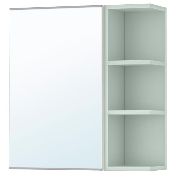 Шкафчик зеркальный с 1 дверцей, 1 торцевой секция ЛИЛЛОНГЕН, белый, бледно-зеленый (59x21x64 см) - фото 1
