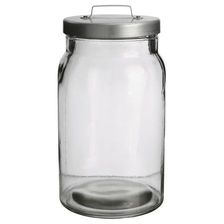 Банка с крышкой БУРКЕН, прозрачное стекло, алюминий (2.2 л)