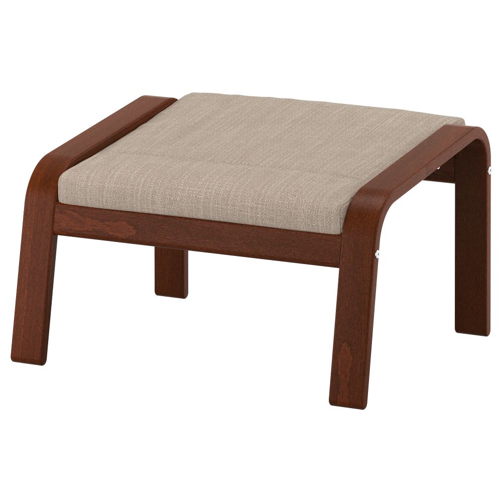 Табурет для ног ПОЭНГ, классический коричневый, Хилларед бежевый - фото 1