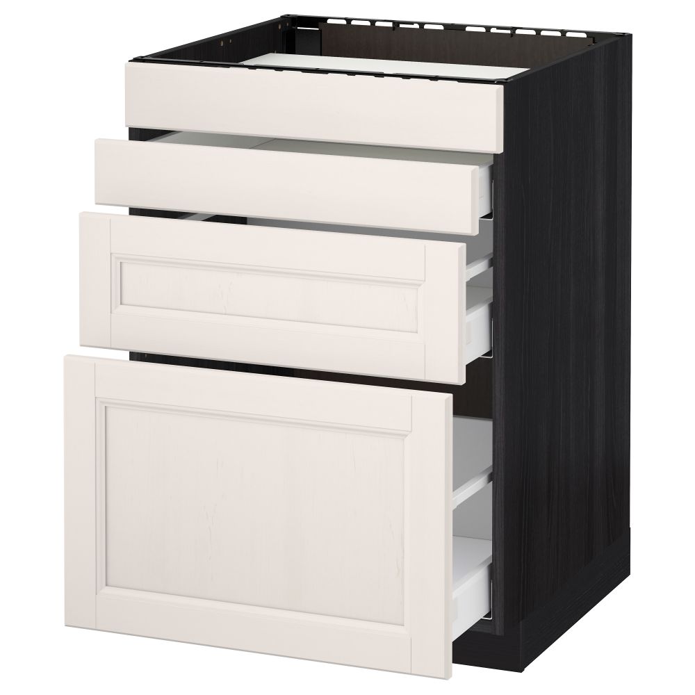 Напольный шкаф для духовки, 4фасада, 3 ящика МЕТОД / МАКСИМЕРА, черный, Лаксарби белый - схема-чертеж с размерами