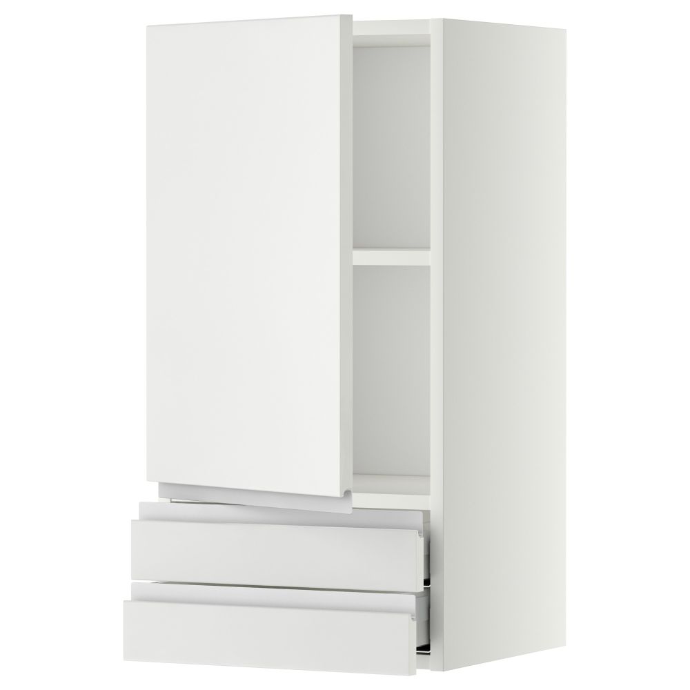 Навесной шкаф с дверцей, 2 ящика МЕТОД / МАКСИМЕРА, белый, Нодста белый - фото 1