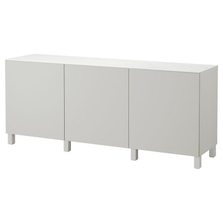 Комбинация для хранения с дверцами БЕСТО, белый, Лаппвикен светло-серый (180x42x74 см)