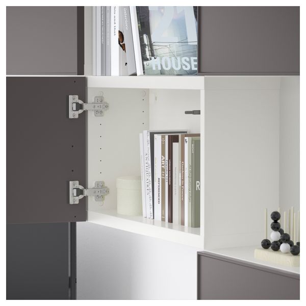 Шкаф для ТВ, комбинация БЕСТО, белый, Грундсвикен темно-серый (240x20/40x204 см) - фото 4