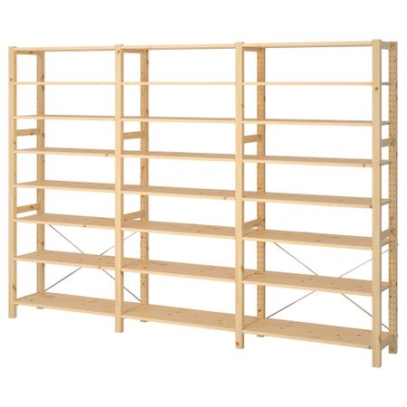 3 секции, полки, 259x30x179 см, сосна IKEA IVAR ИВАР 692.483.86