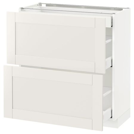 Напольный шкаф/2фасада/3ящика, белый/Сэведаль белый 80x37 см IKEA METOD МЕТОД / MAXIMERA МАКСИМЕРА 992.387.53