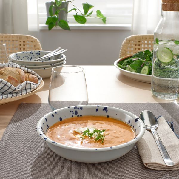 Тарелка глубокая, с рисунком, синий, 19 см IKEA SILVERSIDA 305.656.86 - схема-чертеж с размерами