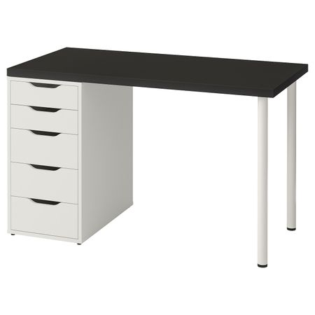 Стол, черно-коричневый/белый 120x60 см IKEA LINNMON ЛИННМОН / ALEX АЛЕКС 292.791.48