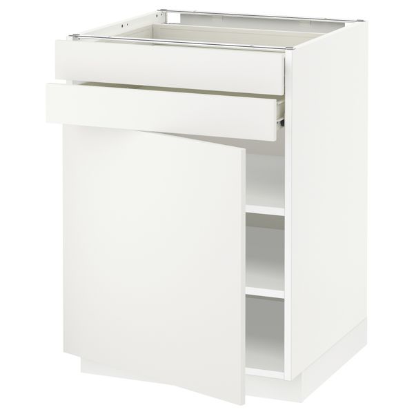 Напольный шкаф с дверцей, 2 ящиками МЕТОД / ФОРВАРА, белый, Хэггеби белый - схема-чертеж с размерами