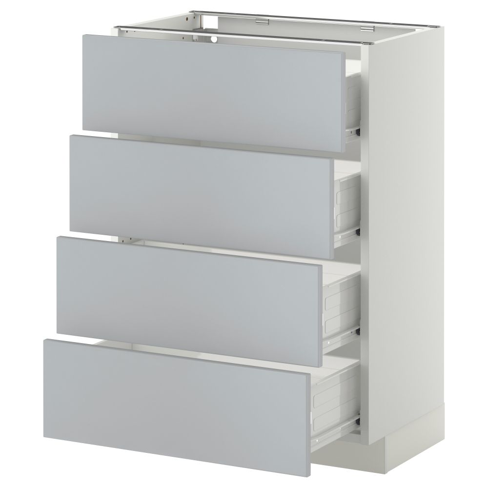 Напольный шкаф 4 фронтальных панели, 4 ящика МЕТОД / ФОРВАРА, белый, Веддинге серый - схема-чертеж с размерами