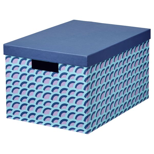 Коробка с крышкой, синий/разноцветный 25x35x20 см IKEA TJENA ТЬЕНА 604.678.49 - фото 1