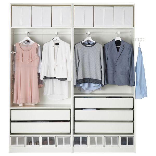 Гардероб, белый, Реинсволл серо-зеленый, 200x38x236 см IKEA ПАКС 792.266.09 - фото 3