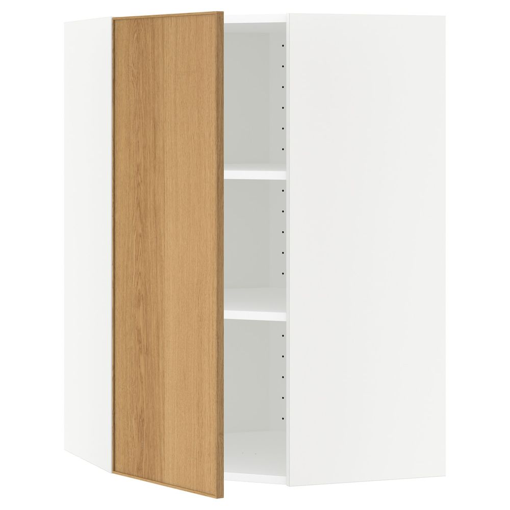 Угловой навесной шкаф с полками, белый/Экестад дуб 68x100 см IKEA METOD МЕТОД 492.258.71 - схема-чертеж с размерами