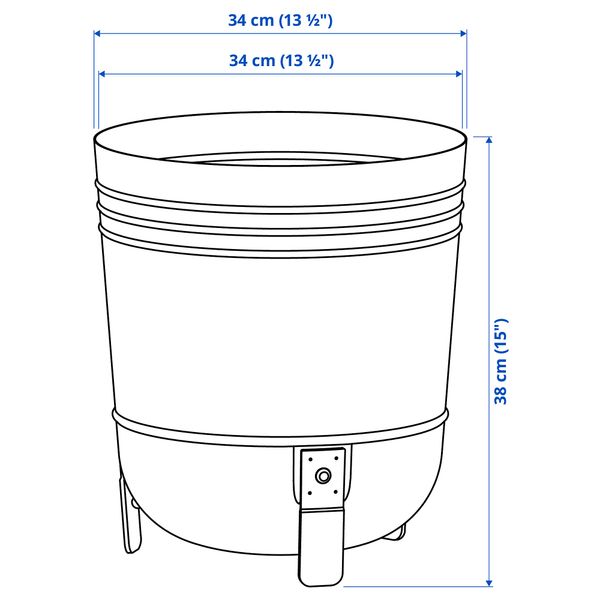 Кашпо, для дома, улицы, черный, 32 см IKEA PÄRLRÖNN 905.822.49 - схема-чертеж с размерами