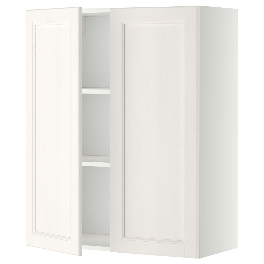 Навесной шкаф с полками, 2 дверцы МЕТОД, белый, Лаксарби белый - схема-чертеж с размерами