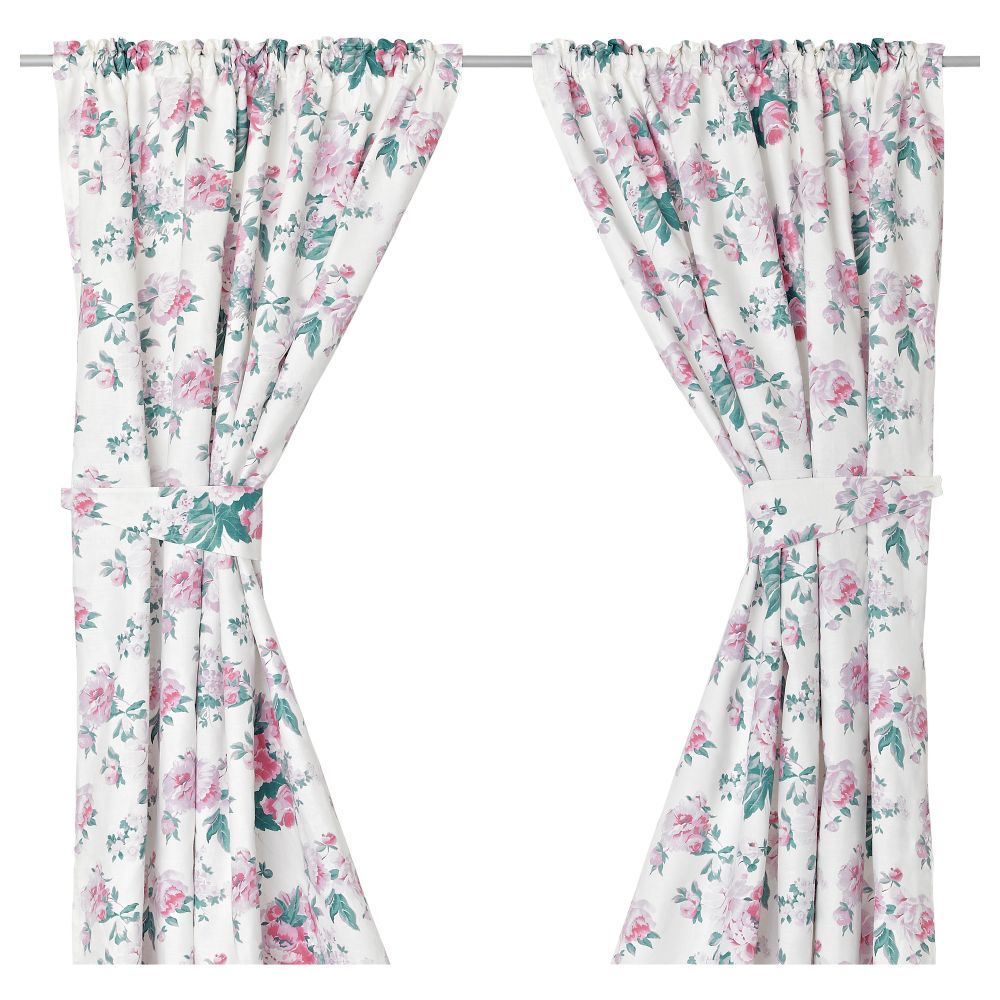 Гардины с прихватом, 1 пара МАЛЁРТ, цветы (150x270 см) - схема-чертеж с размерами