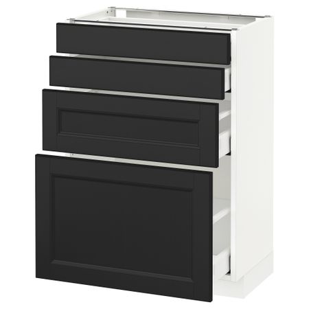Напольный шкаф 4 фронтальных панели, 4 ящика МЕТОД / МАКСИМЕРА, белый, Лаксарби черно-коричневый