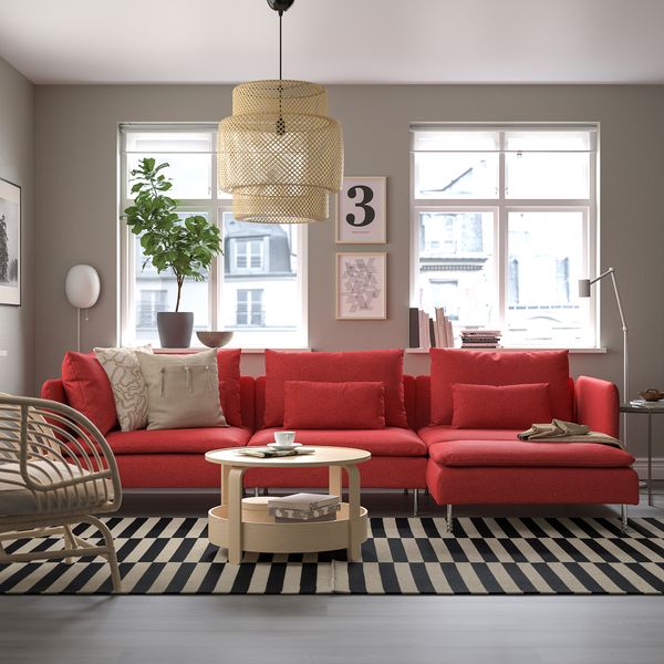 4-местный диван, с козеткой, Tonerud красный IKEA SÖDERHAMN 395.144.52 - фото 3