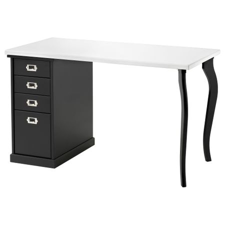 Стол с ящиками КЛИМПЕН / ЛАЛЛЕ, белый, черный (120x60 см)