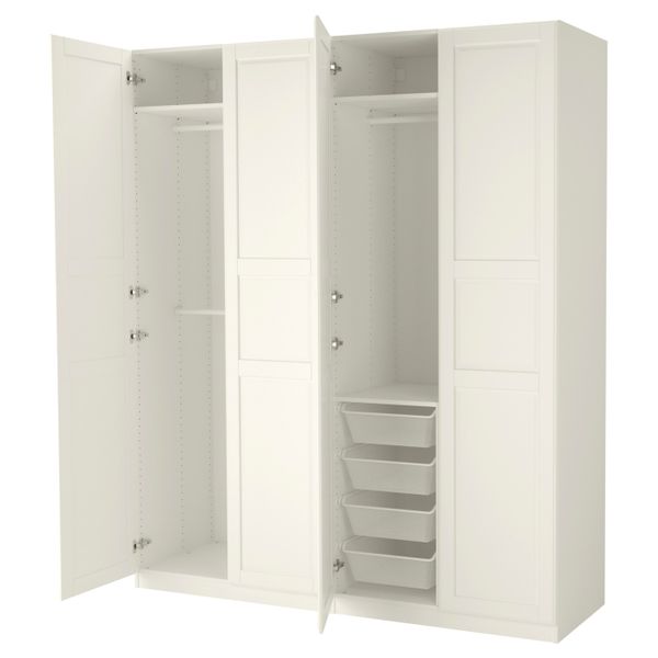 Гардероб, белый, Тисседаль белый, 200x60x236 см IKEA ПАКС 092.488.41 - фото 1