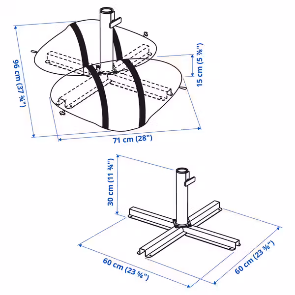 IGGÖN - темно-серый 60x60 см - схема-чертеж с размерами