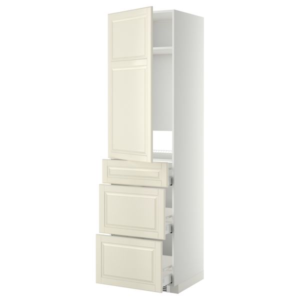 Высокий шкаф для холодильника, с дверцами, 3 ящика МЕТОД / МАКСИМЕРА, белый, Будбин белый с оттенком (60x60x220 см) - фото 1
