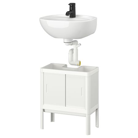 Шкаф под раковину с 2 дверцами, белый, 45x35 см IKEA LILLÅNGEN ЛИЛЛОНГЕНTJÄRN ЛИЛЛЬТЬЕРН, SKATSJÖN СКАТШЁН 795.465.59