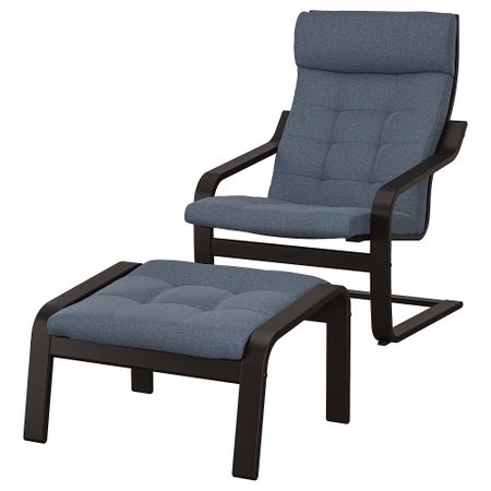 Кресло с табуретом для ног, черно-коричневый, Gunnared синий IKEA POÄNG ПОЭНГ 995.021.92
