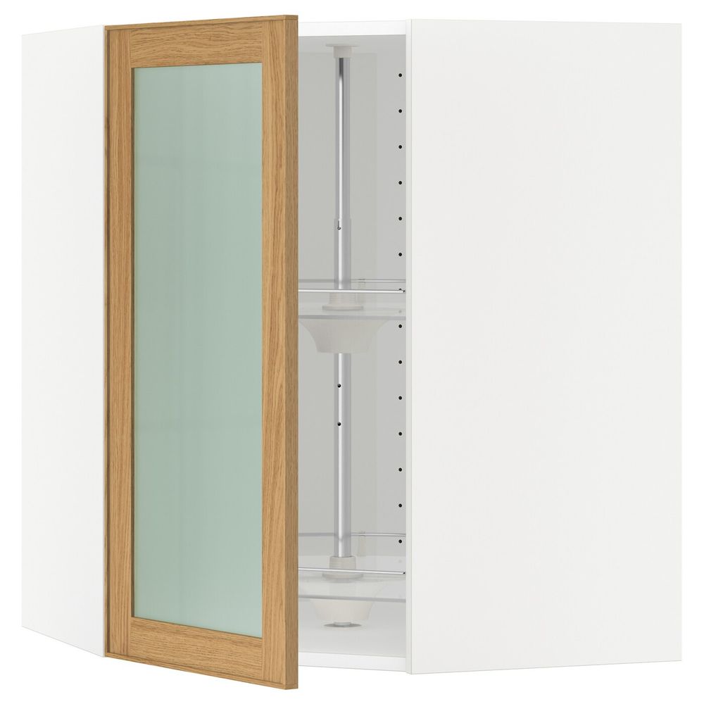 Угловой навесной шкаф с вращающейся секция, стеклянная дв, белый/Экестад дуб 68x80 см IKEA METOD МЕТОД 692.256.05 - схема-чертеж с размерами