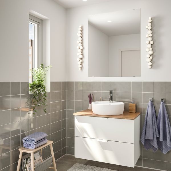 Комплект мебели для ванной,5 предм., белый, бамбук ДАЛЬШЕР смеситель, 82 см IKEA ГОДМОРГОН/ТОЛКЕН / ТОРНВИКЕН 293.043.98 - фото 2