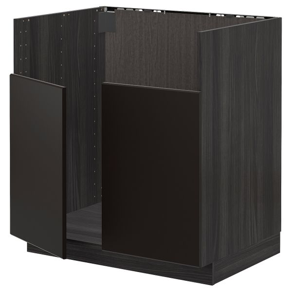 Шкаф для двойной мойки БРЕДШЁН, черный/Кунгсбакка антрацит 80x60 см IKEA МЕТОД 792.994.41 - схема-чертеж с размерами