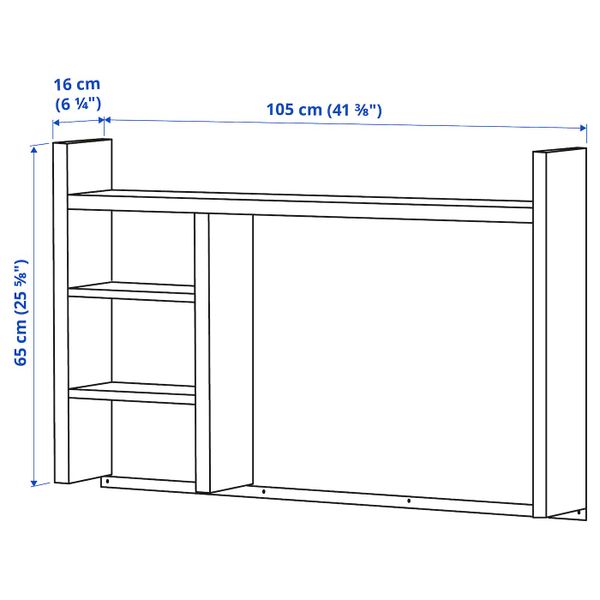 Высокий дополнительная модуль, белый 105x65 см IKEA MICKE МИККЕ 103.739.14 - схема-чертеж с размерами