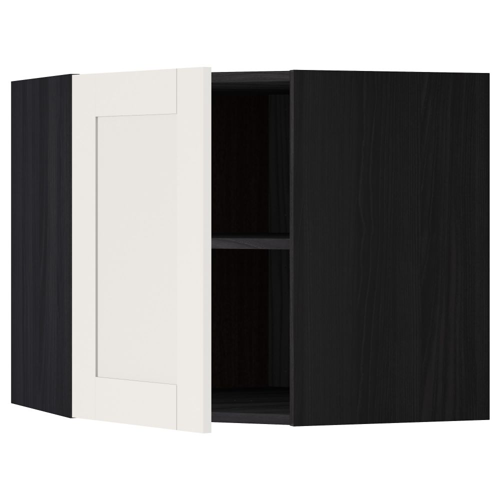Угловой навесной шкаф с полками МЕТОД, черный, Сэведаль белый - схема-чертеж с размерами