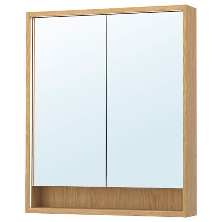Зеркальный шкаф с подсветкой, под дуб, 80x15x95 см IKEA FAXÄLVEN 805.449.79
