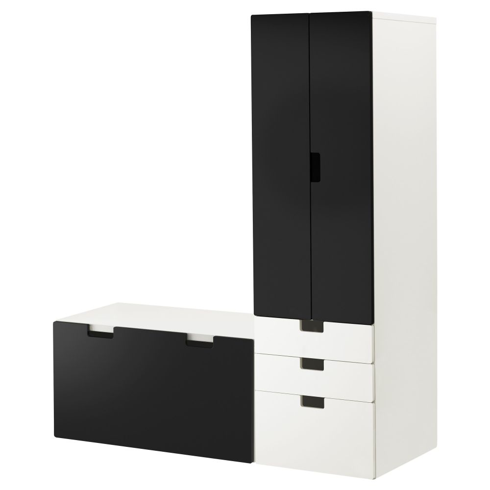 Комбинация для хранения со скамьей СТУВА, белый, черный (150x50x192 см) - фото 1