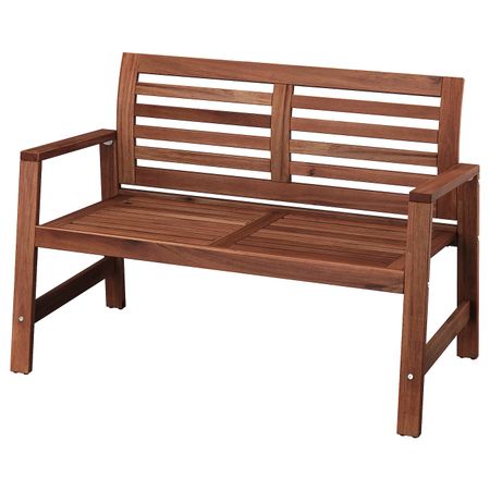 Садовая скамья со спинкой, коричневая морилка IKEA ÄPPLARÖ ЭПЛАРО 303.763.32