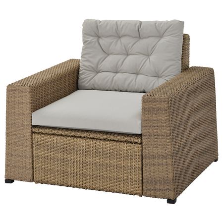 Садовое кресло, коричневый/Куддарна серый IKEA SOLLERÖN СОЛЛЕРОН 493.294.73