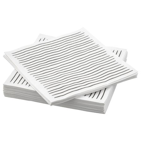 Салфетка бумажная, белый, в полоску, 33x33 см IKEA ИНБИТЕН 303.645.84
