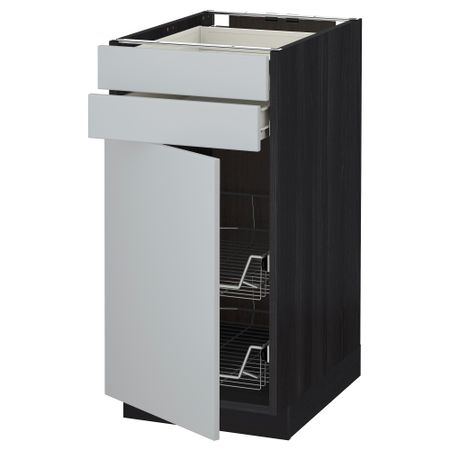 Напольный шкаф, дверца, 2 ящика, проволочных корзин МЕТОД / ФОРВАРА, черный, Веддинге серый