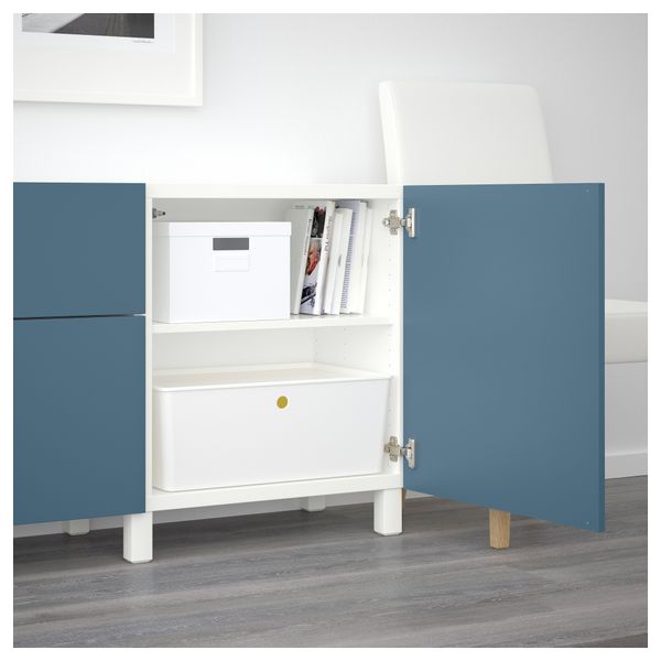 Комбинация для хранения с ящиками БЕСТО, белый, Вальвикен темно-синий (180x40x74 см) - схема-чертеж с размерами