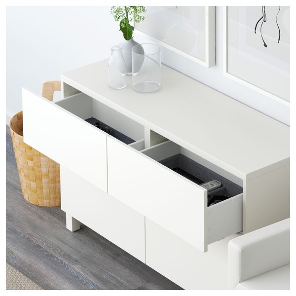 Комбинация для хранения с дверцами, ящиками БЕСТО, Лаппвикен белый (120x40x74 см) - фото 3