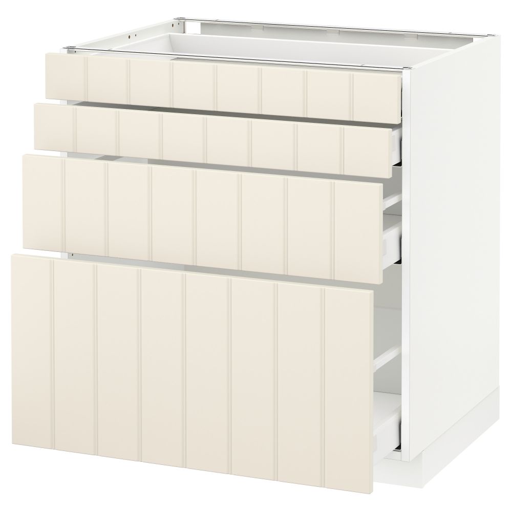 Напольный шкаф 4 фронтальных панели, 4 ящика МЕТОД / МАКСИМЕРА, белый, Хитарп белый с оттенком - схема-чертеж с размерами