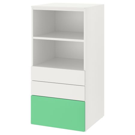Стеллаж, 60x57x123 см, белый зеленый с 3 ящиками IKEA PLATSA ПЛАТСАA ПЛАТСА, SMÅSTAD СМОСТАД 593.878.15
