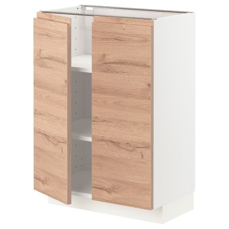 Напольный шкаф с полками, 2 дверцами, 60x37 см, белый, Voxtorp под дуб IKEA METOD МЕТОД 494.597.23