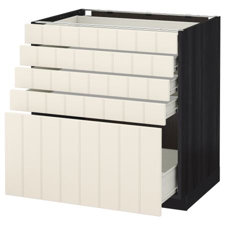 Напольный шкаф с 5 ящиками МЕТОД / ФОРВАРА, черный, Хитарп белый с оттенком
