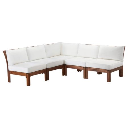 Садовый угловой диван 3 + 2 ЭПЛАРО / КУНГСЭ, коричневая морилка, белый (206/206x80x73 см)