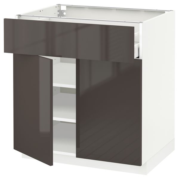 Напольный шкаф + ящик, 2 дверцы МЕТОД / МАКСИМЕРА, белый, Рингульт серый - схема-чертеж с размерами